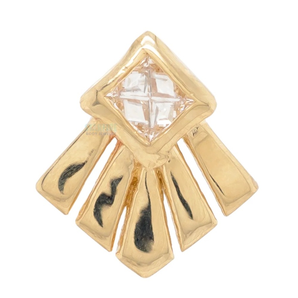 TAWAPA - Threadless “Aurora” in 14k Yellow Gold with Diamond Gemstone